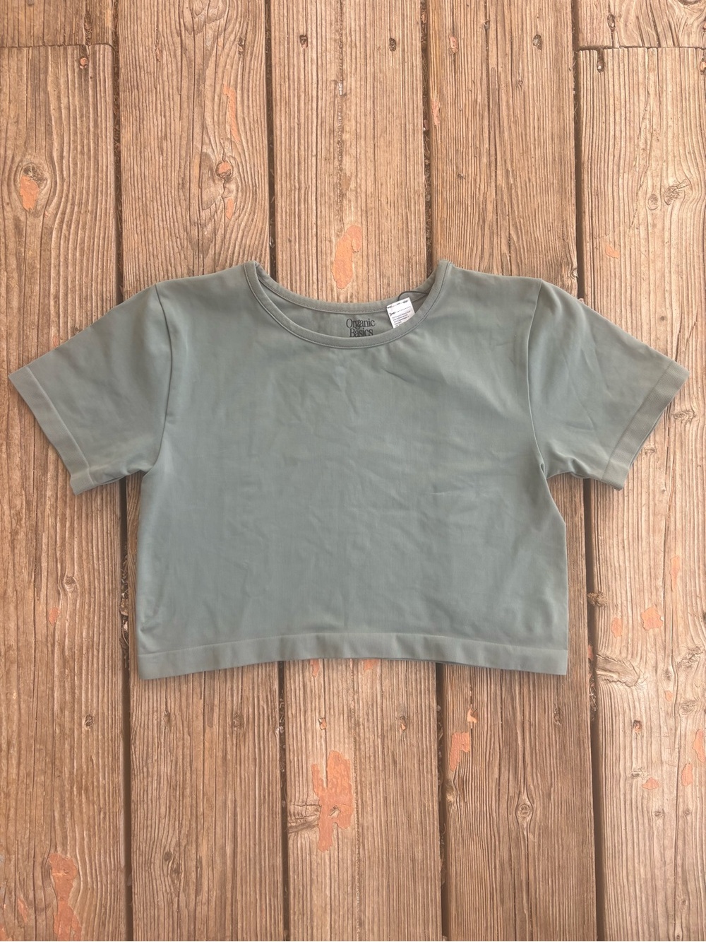 Organic Basics crop top Tee in Sage